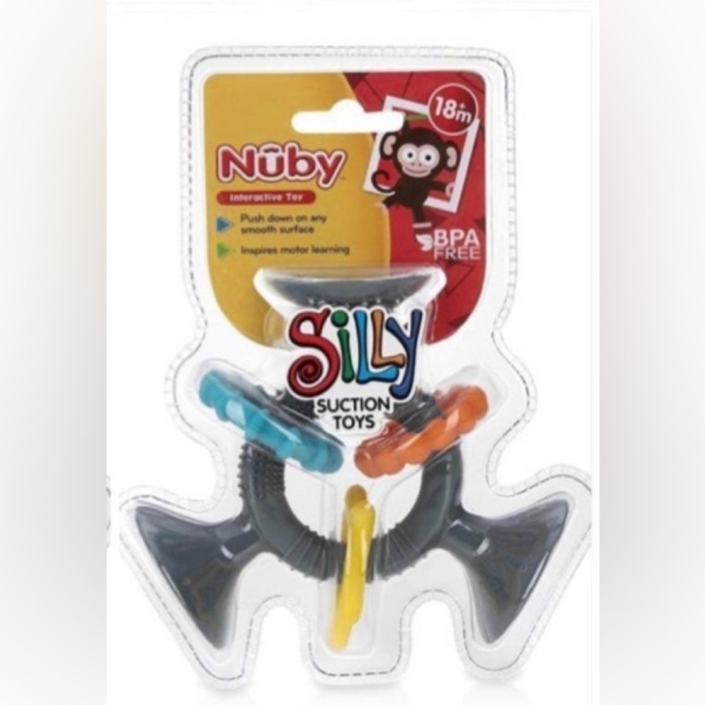 New Nuby Suction Baby Toy Three Prong Rings
